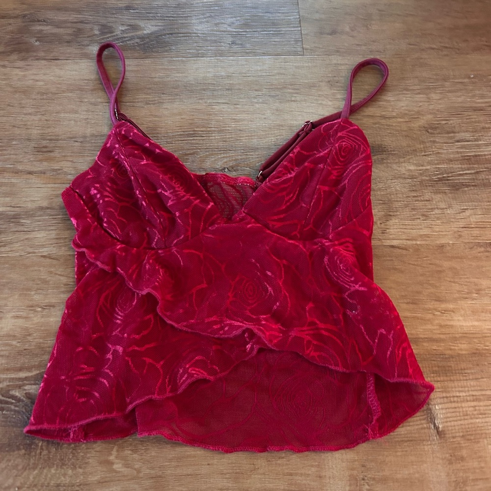 SHEIN Red Floral Lace Camisole